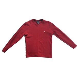 Polo Ralph Lauren Sleepwear Size Small Waffle Knit Long Sleeve Shirt Red